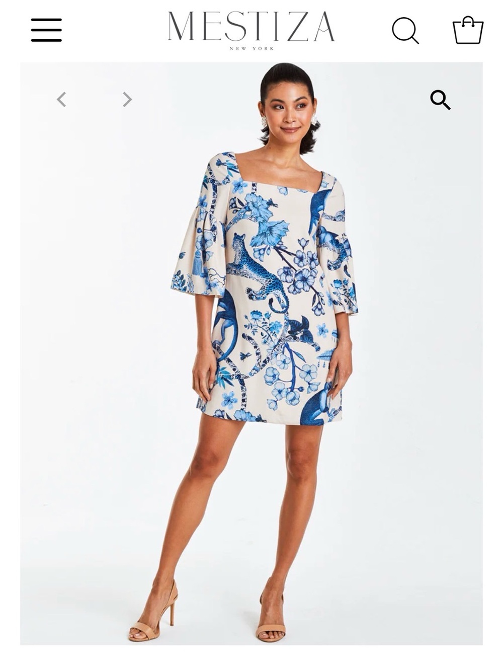 Mestiza New York Vivienne Mini Dress with Bell Sleeves and Square Neckline